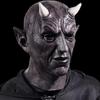 Bull Horn Devil Mask: Black Full-Face Latex for Haunted House or Escape Room Costume