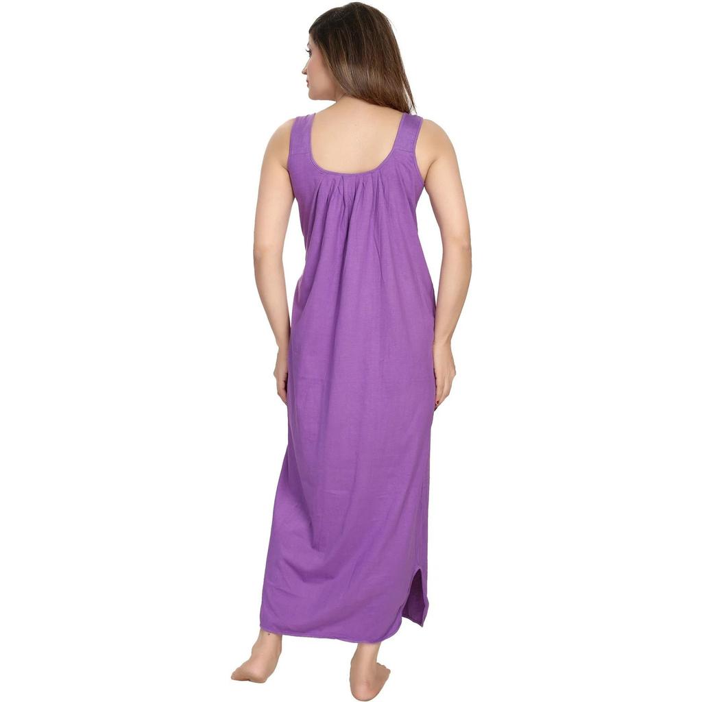 Beautiful Cotton U Neck Summer Maxi Gown Indian Women Sleepwear Nighty Dress