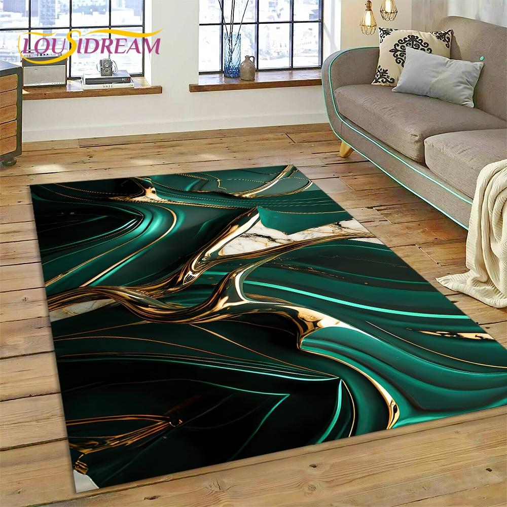 3D Luxurious Marble Colorful Gold Color Carpet Rug for Home Living Room Bedroom Sofa Doormat Decor,Area Rug Non-slip Floor Mat