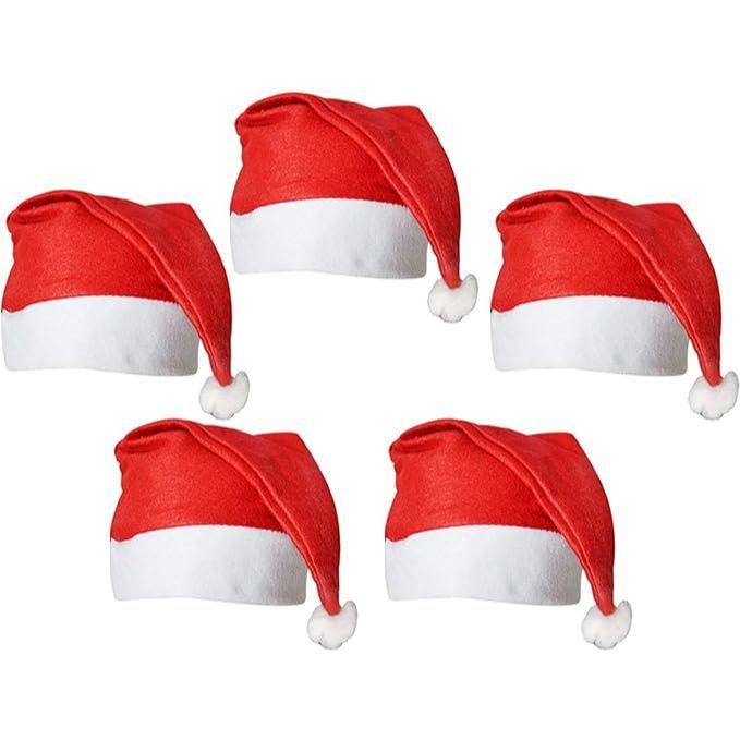 

PACK OF 5 / Christmas Santa Claus Hat/Santa Claus Cap Merry Christmas Hat Cap for Christmas/Xmas Party Celebration