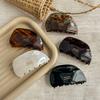 Elegant French Brown Acetate Claw Clip for Fine Hair: High-Quality Textured Shark Clip Hair Accessory