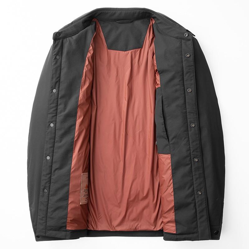 Mens Lightweight Down Jacket With Stand Collar Workwear Style 90% White Goose Winter Warm Business Casual Coat