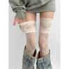 Women's Sexy Lace Floral Fishnet Stockings Costumes JK Lolita Thigh High Socks Nylon Mesh Breathable Over The Knee Stockings