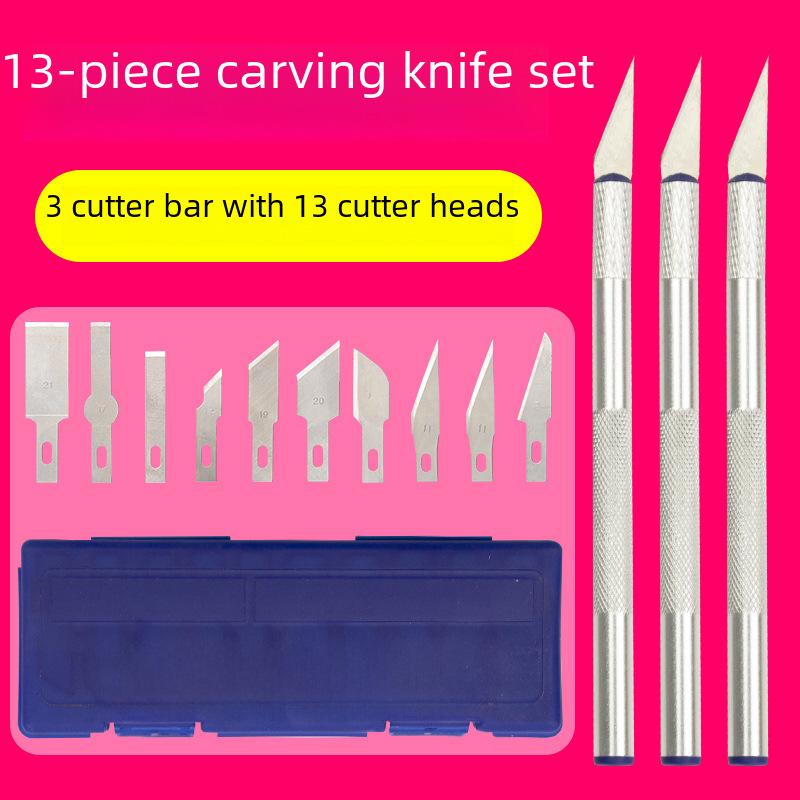 13-Piece Carving & Utility Knife Set with Detergent Bottle, Film, and Paper Cutting Tools