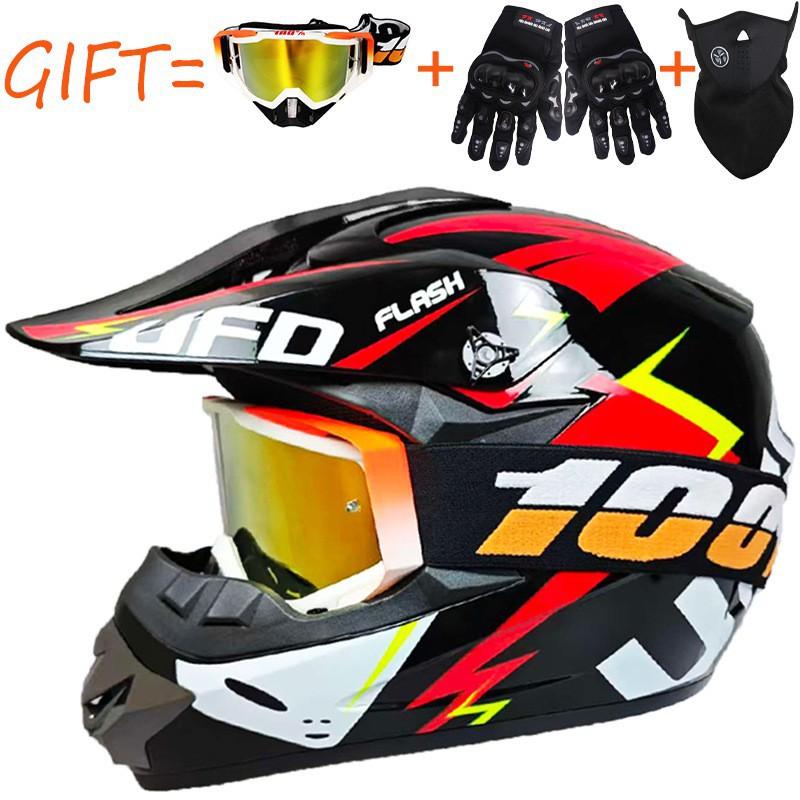 Equipped With 100% Goggles + Gloves Mask Off-road Helmet Mountain Biking Downhill Youth Go-kart