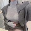 Elegant Slim Fit See-Through High Neck Long Sleeve T-Shirt