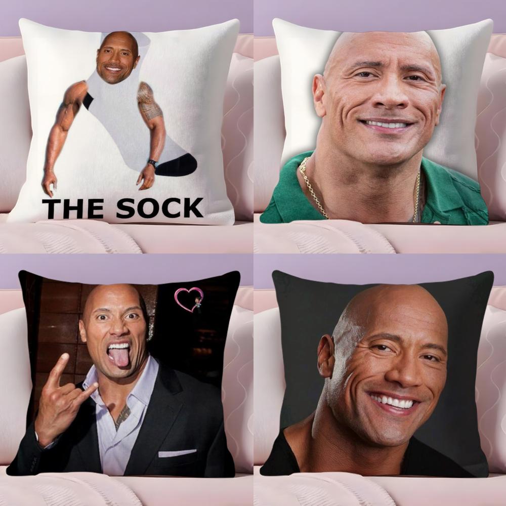 Dwayne The Rock J-Johnson M-Meme Cushion Cover Plush Fabric Soft Double-Sided Printed Sofa Warm Winter Home Gift Pillow Cover