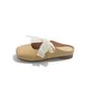 French sandals bow lace bag head half slippers women's summer wear 2025 new square head Mary Jane single shoes