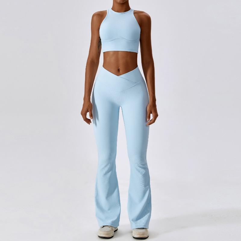 Ribbed Tummy‑Control Yoga 2‑Piece Set, Racerback