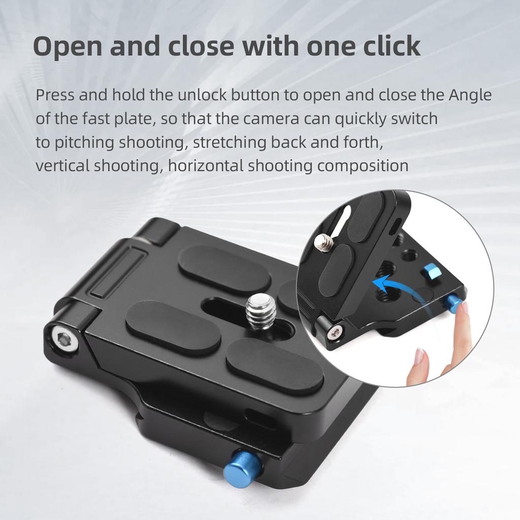 Quick Release Plate Aluminium Alloy Foldable L Shaped Camera Quick Release Plate with 1Celsius4in and 3Celsius8in Screw Hole for   Camera