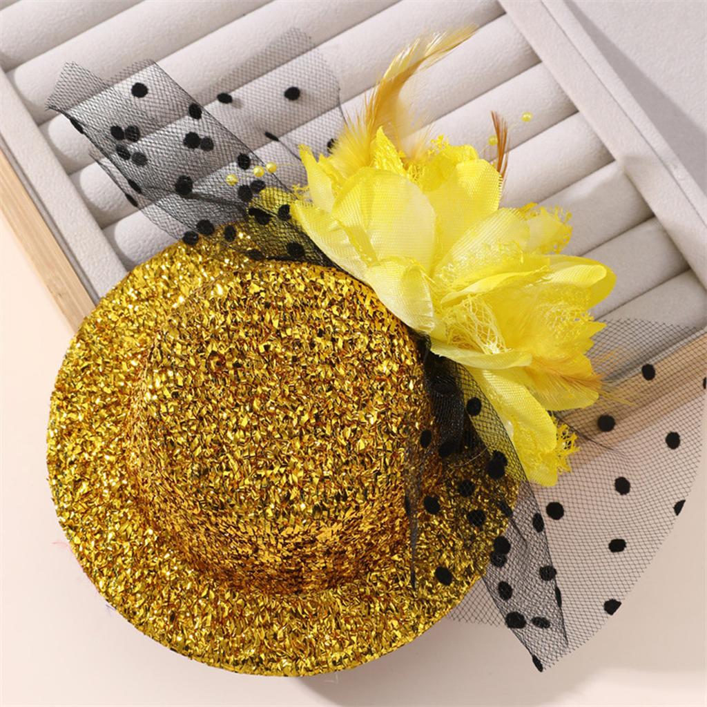 20s Theme Party Mesh Fascinator Hat Hair Clip with Flower Clipon Hat Masquerades Cocktail Party Dressingup Accessories