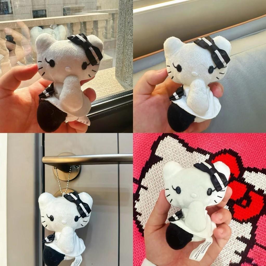 Niedlicher Hellokitty Plüsch Rucksack Schlüsselanhänger Anhänger Puppe Schwarz und Weiß Schleife Kitty
