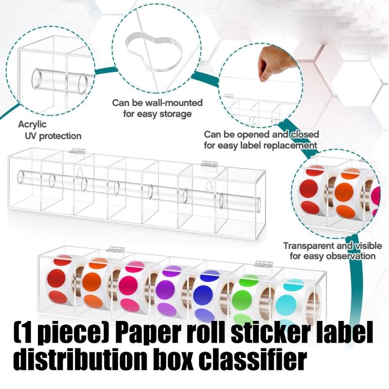 Wall Mountable Sticker Holder With 7 Compartments For Efficient Label Management In Office Retail Environment