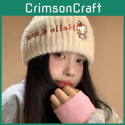 Pletená čepice Hello Kitty pro dívky Roztomilý kreslený teplý chránič uší Street Dance doplněk