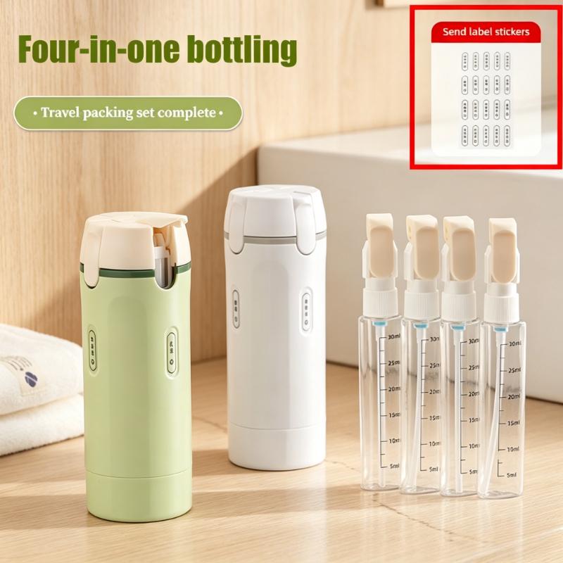 4 In 1 Travel Dispenser Leak Proof Refillable Approved Portable Travel Bottles for Shampoo Conditioner Lotion for Airplane