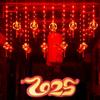 New Year Lantern Curtain Lights Red Lantern Atmosphere Festival Light String 2025 Spring Festival Blessing Decorative Lamp Decor