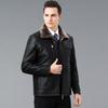 Echte Lederjacke Herren Pelz Integriert Mittleren Alters Vaters Samt Verdickt Revers Echte Lederjacke