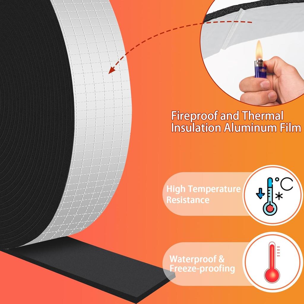 Frostschutzrohrwickelband für den Winter Selbstklebendes Aluminiumfolien-Isolierband für Außenwasserleitungen Kälteschutz