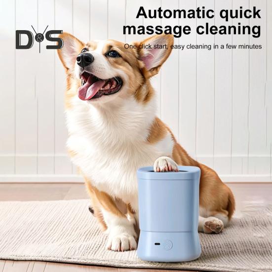 Automatic Dog Paw Cleaner USB Rechargeable Dog Paw Washing Cup Silicone Muddy Foot Cleaning Machine for Small Medium Large Cats Dogs