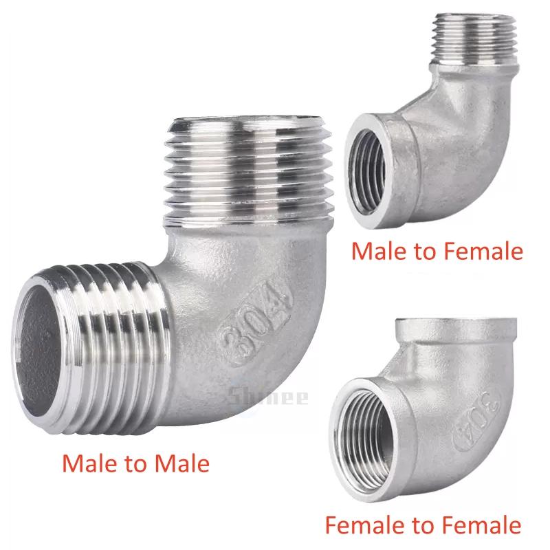 3/8"1/2" 1/4" Elbow 90/45 Degree Angled F/F Stainless Steel SS304 Female Male Threaded Pipe Fittings Reducer Plumbing connection