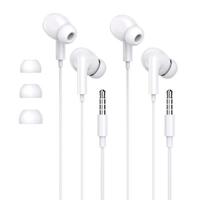 Set of 2 3.5mm Jack Wired Earphones with Built-in Microphone for Calls, Compact Design