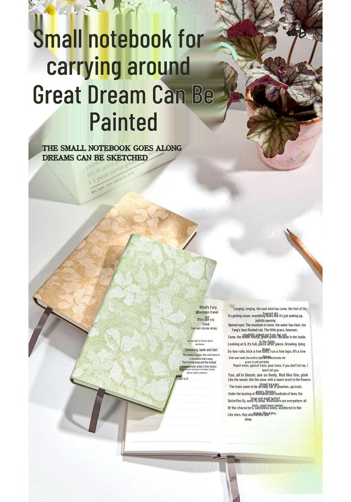 Fabric-Textured A6 Patterned Planner: Compact, Thickened Pocket Diary for Office and Business.