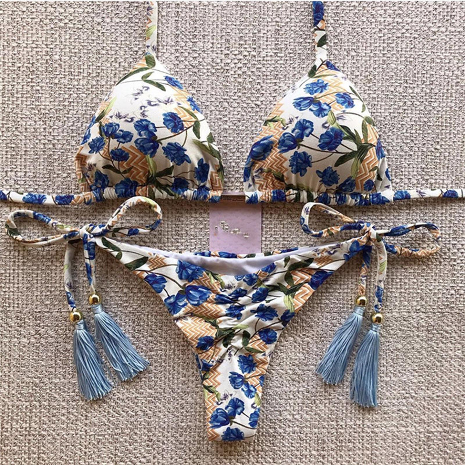 

Women Bandeau Bandage Bikini Set Push-Up Brazilian Swimwear Beachwear Swimsuit L білий