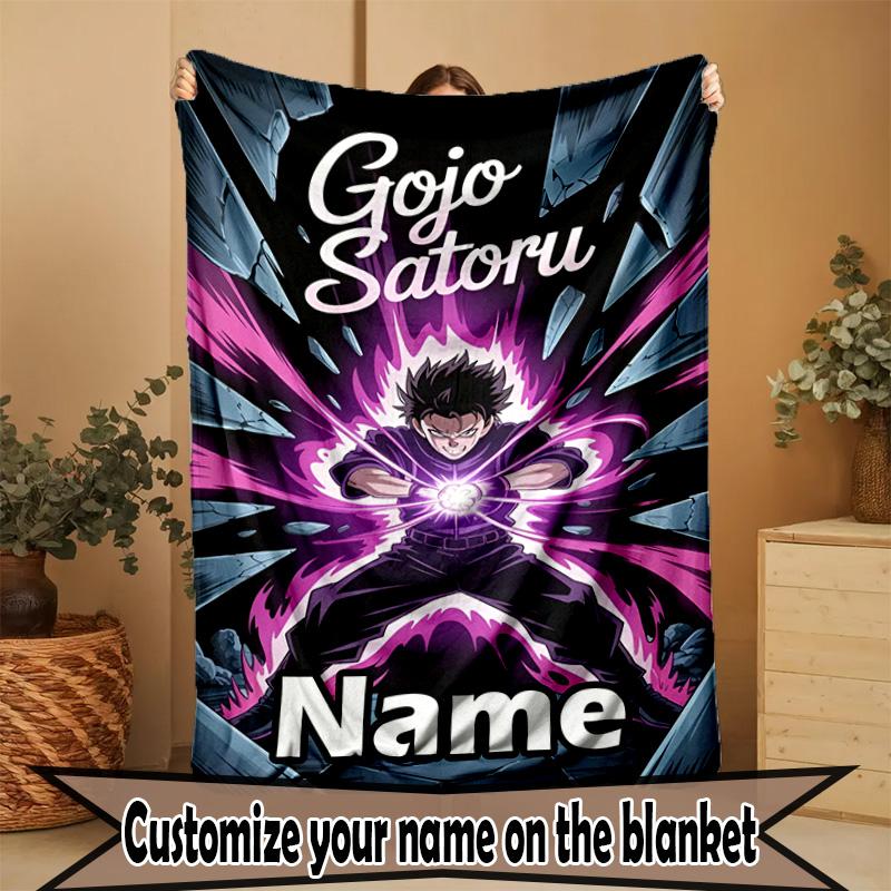 Custom Name Personalized Jujutsu Kaisen Print Blanket, Home Decor, Bedroom, Sofa, Camping, Couch, Gifts for Birthday ChristmasEnthusiasts