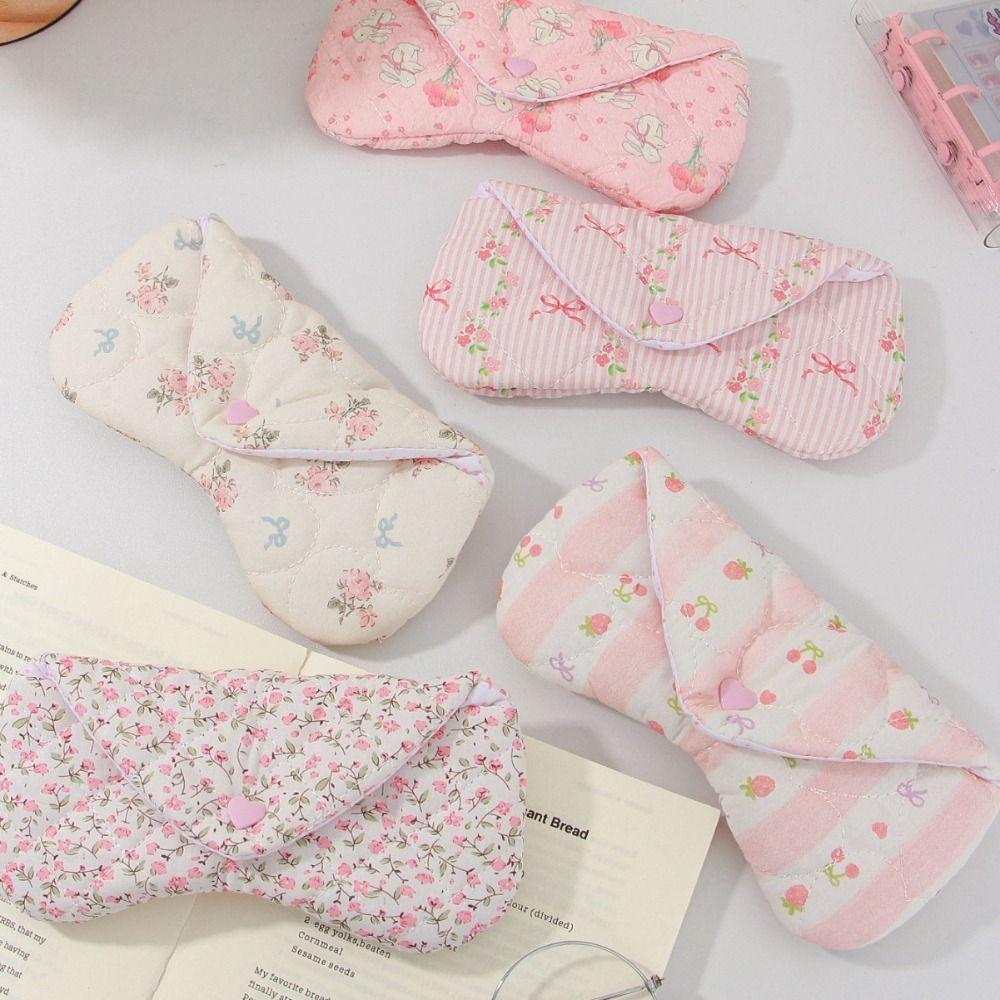 Handmade Fabric Sun Glasses Case with Buckle Lipstick Pouch Portable Makeup Brush Bag Travel
