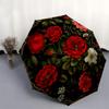 Elegant Floral Round Rug - Classic Rose Designfor Home DecorUmbrella, Portable 3-Fold Compact Umbrella for Men & Women Gift