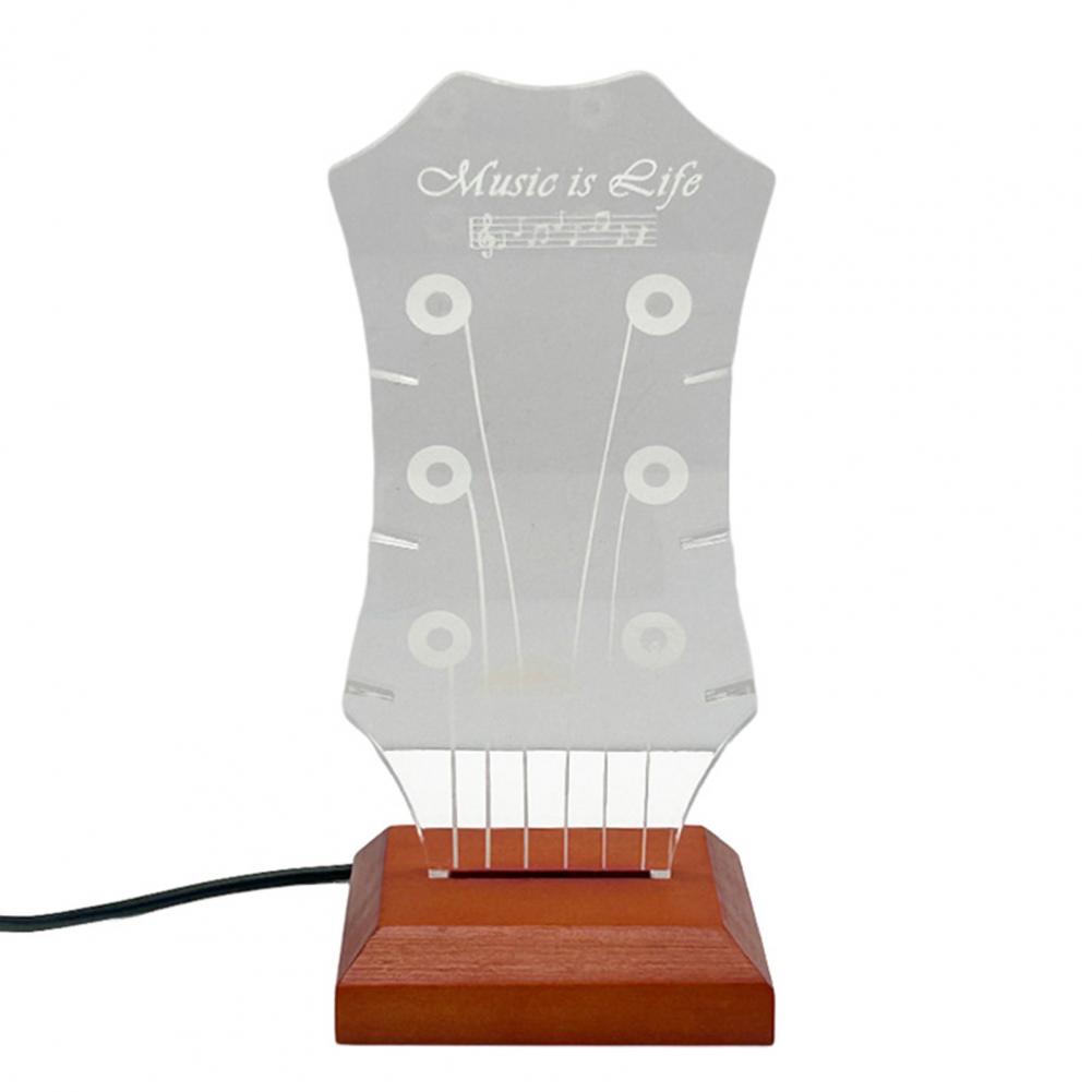 Light-up Guitar Pick Holder Clear Acrylic Guitar Pick Holder With Wooden Base Electric Guitar Headstock Shape Pick Holder