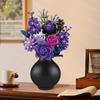 Giftfria Moc Lila Svarta Blomma Ros Modell Byggklossar Diy Evig Bukett Tegelset Leksak För Barn Heminredning