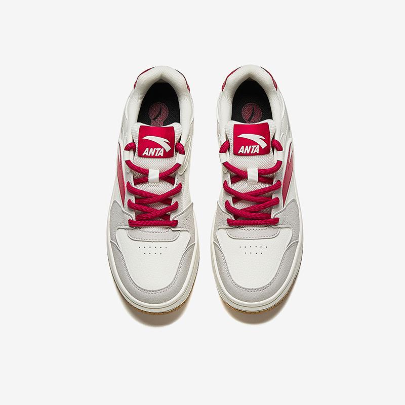 Anta Kids Zero Feel Fashion Versatile Wear Resistant Non-Slip Low-Top Skate Shoes Kids Sneaker White Red A12448099-2