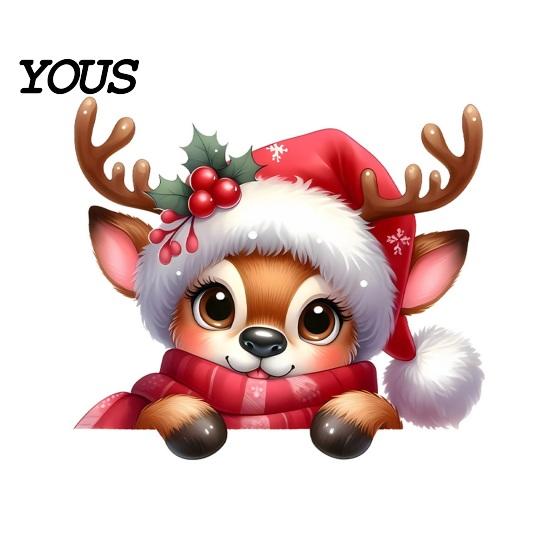 Indoor Outdoor Winter Scene Stickers Christmas Switch Stickers, Removable Santa Claus/Puppy/Reindeer/Elf/Pickup Truck Light Easy Peel And