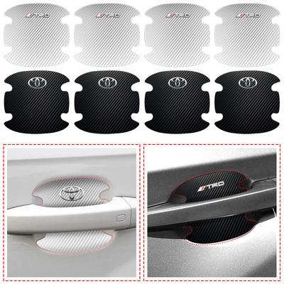 4 Adet/Set Araba Kapı Kolu Çizilmeye Karşı Etiket Karbon Fiber TRD RAV4 Avensis Yaris Levin Reiz Crown Vios Aksesuarları İçin