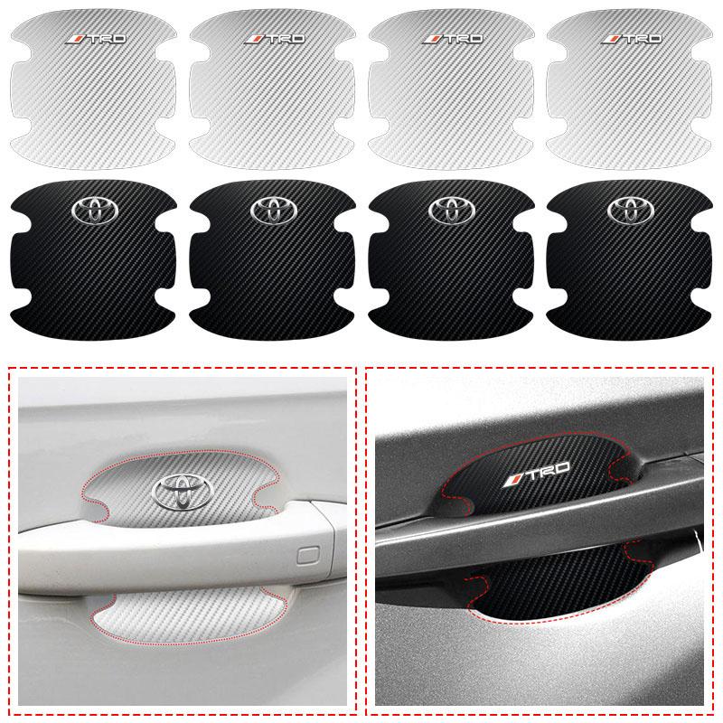 4 stk/sett Bil Dørhåndtak Anti-ripe Klistremerke Karbonfiber For Toyota TRD RAV4 Avensis Yaris Levin Reiz Crown Vios Tilbehør