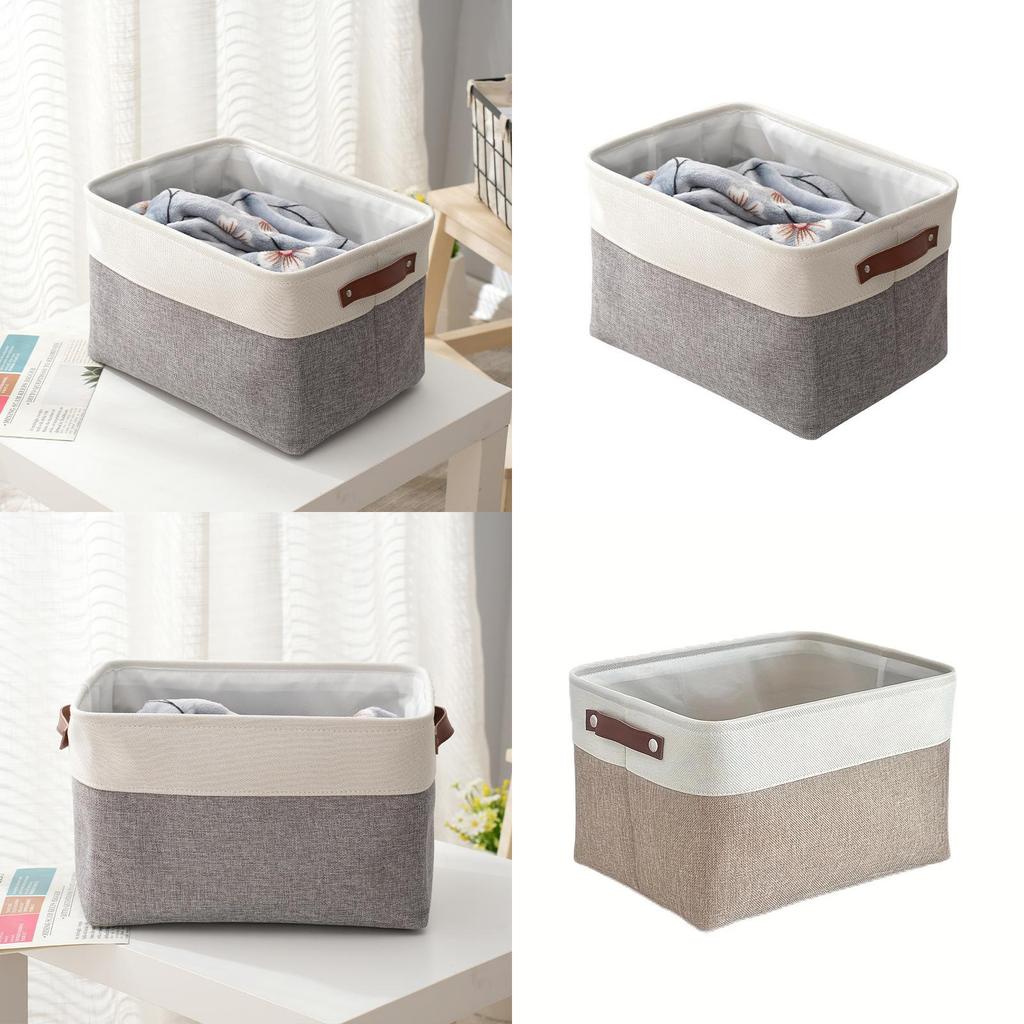 Cotton Linen Eva Thick Collapsible Storage Basket With Handles For Bedroom And Living Room Organization