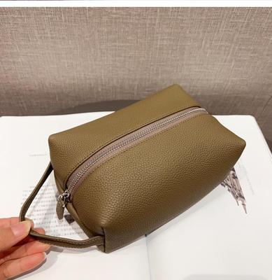Modische Damen-Leder-Kosmetiktasche, tragbare Kosmetiktasche mit Reißverschluss