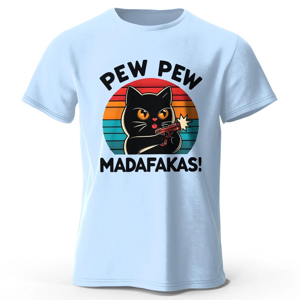 Cute HandDrawn Cat Doodle Print 100 Cotton TShirt Ultra Soft Round Neck Short Sleeve Tee for Men  Women S