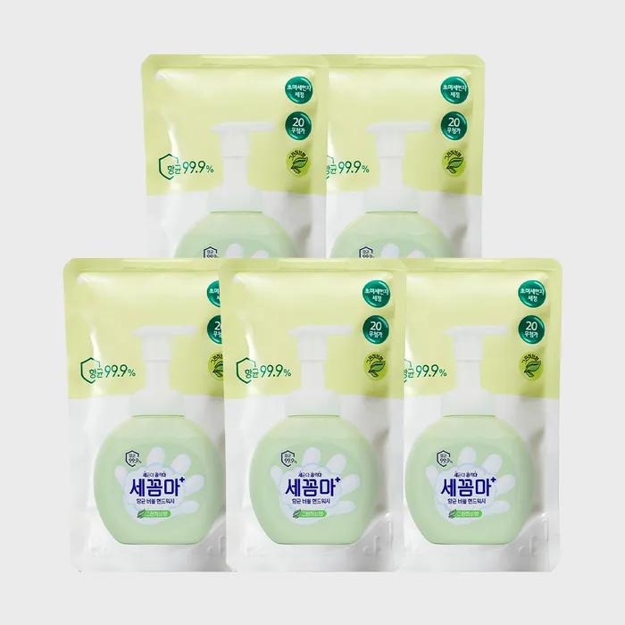 ON THE BODY _On the Body Secomma Savon Moussant Antibactérien pour les Mains Recharge 200ml Herbe Verte X 5