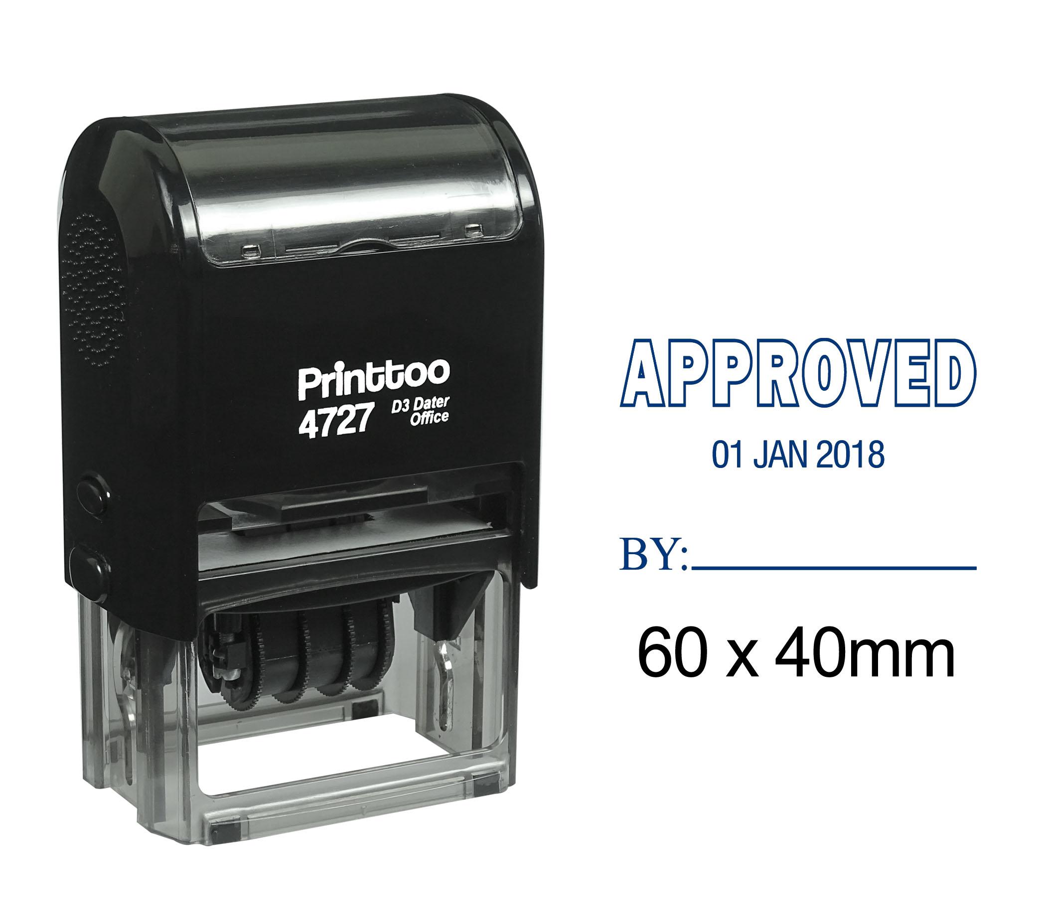 

Printtoo Dater Stamp Self Inking With Approved By Text Office Stationery Date Rubber 60 mm x 40 mm.(Approx) синій