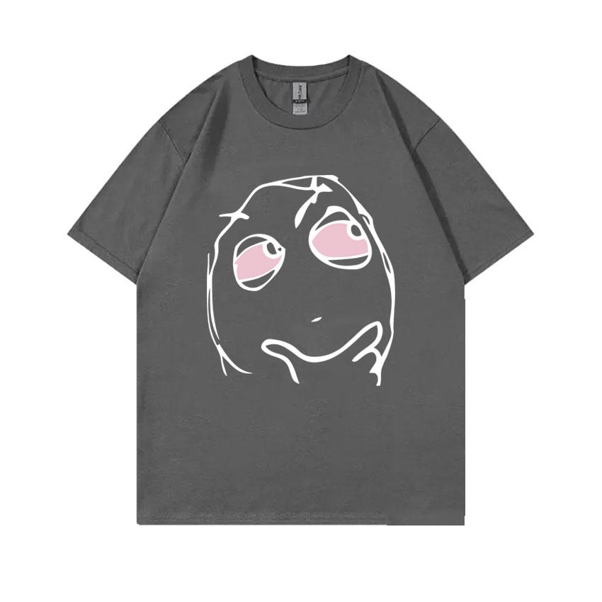 RAGE GUY Funny Meme T Shirt Manga Troll Face Be Me Pensive Red Eyes High Reaction Face T-Shirt Men Women Cotton Oversized Tshirt