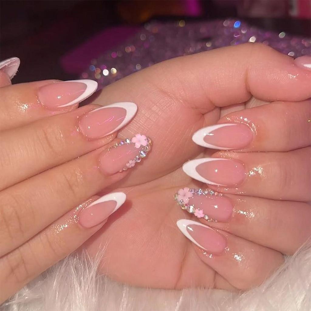 High-End French Almond Press-On Nails - Medium-Long, Stylish & Elegant