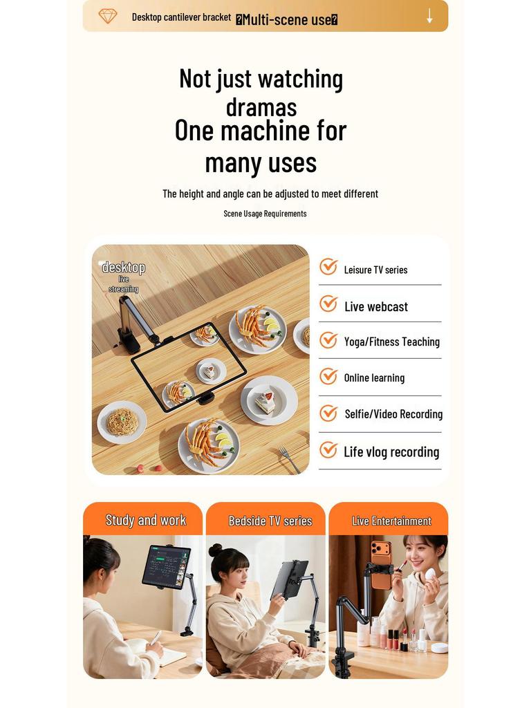 Rotatable Magnetic Phone & Tablet Holder for Bedside or Desk - Ideal for Streaming & TV Watching