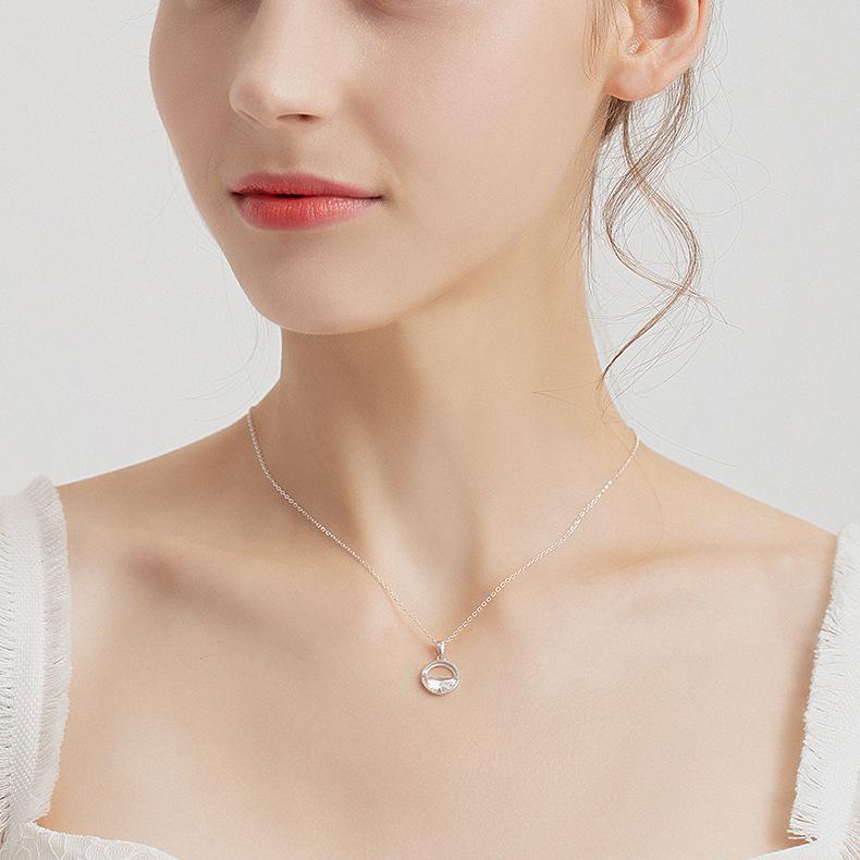 Colar feminino com pingente de água de nascente, estilo floresta, simples, para estudantes, com corrente de clavícula