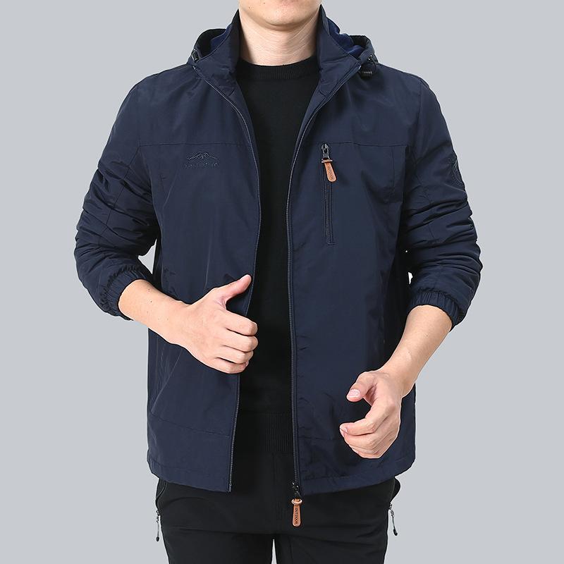 Men's New Autumn and Winter Fleece Thickened Hooded Jacket Men's Multi-pocket Removable Hat