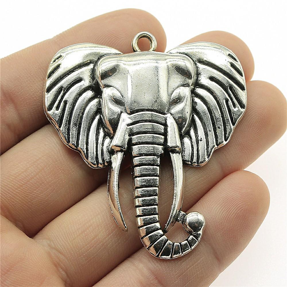 2pcs Charms Big Elephant For Jewelry Making DIY Jewelry Accessories Antique Silver Color Big Elephant Pendant Charms