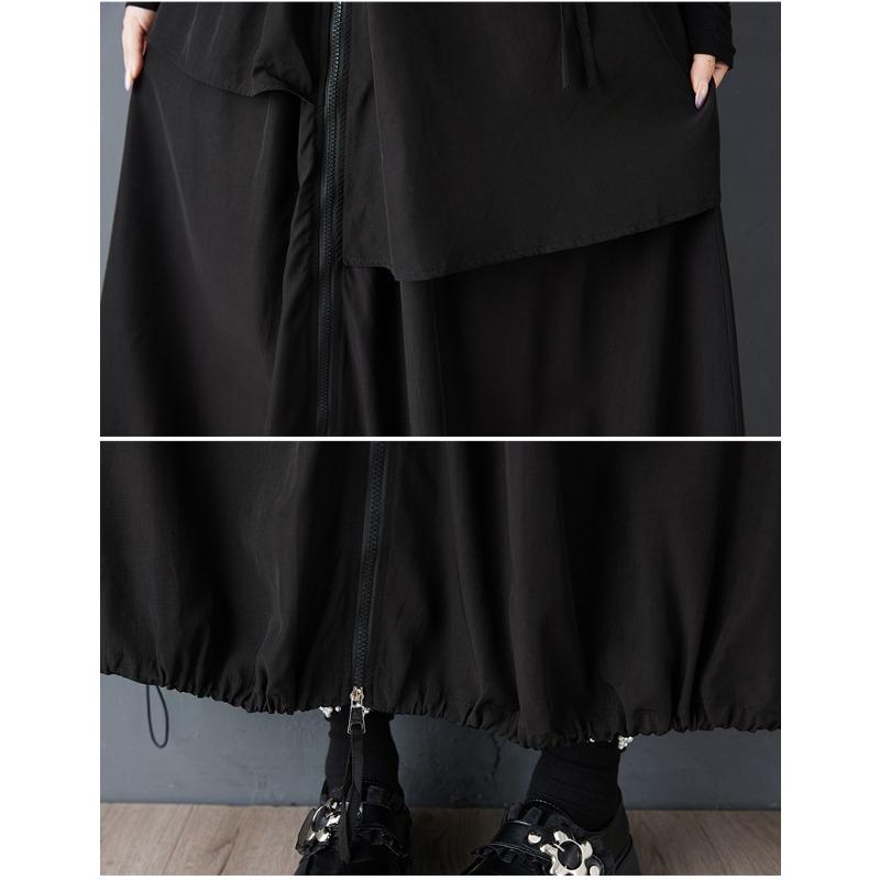 DIMANAF 2026 Frühling Übergröße Damen Lange Röcke Hosen Übergröße Mode Damenbekleidung Schwarz Elastischer Bund Reißverschluss