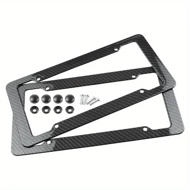 2/1Set Universal Carbon Pattern Plastic License Plate Frame Bracket With Standard Mount Screw Kits Auto Plate Decor Parts License Plate Covers Frames