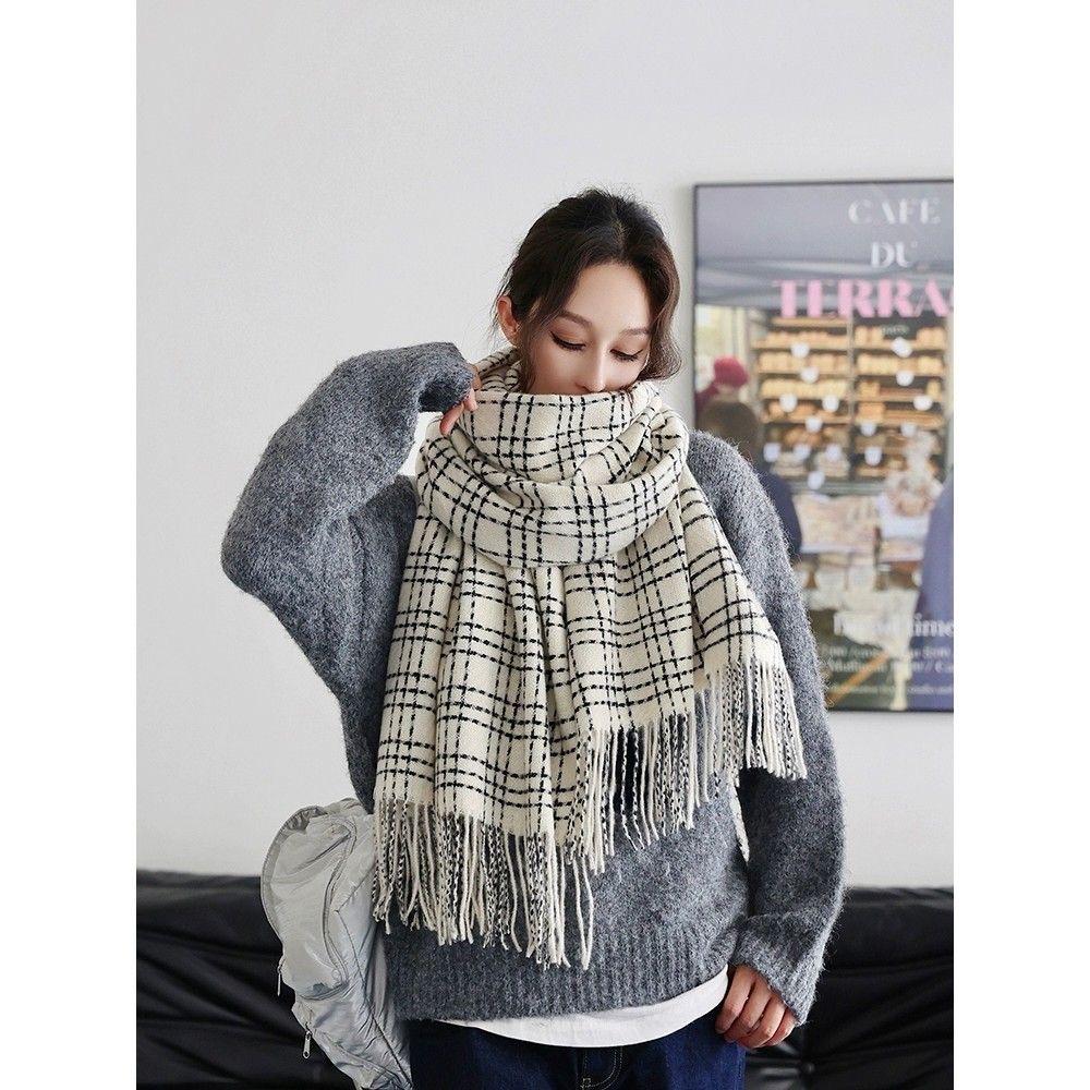 New Scarf for Women In Winter Warm and Versatile Couples and Students Simple Korean Style High Grade Imitation Cashmere Scarf